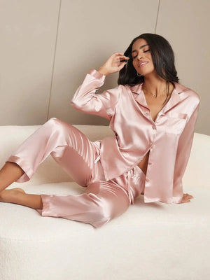 Button Up Women's Silk Pajama Set NT-01 Makhmali